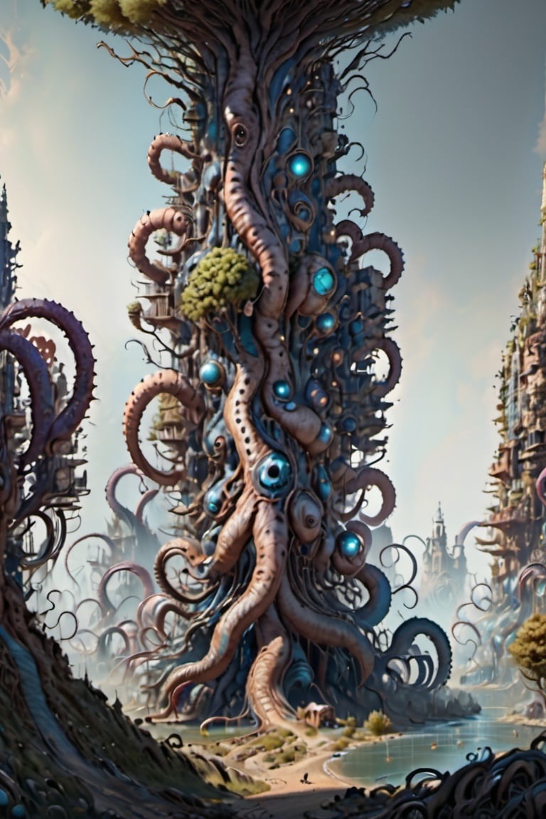 <lora:biopunk_xl:1>biopunk style, no humans, scenery, fantasy, monster, tree, tentacles, ultra sharp,8k, detailed