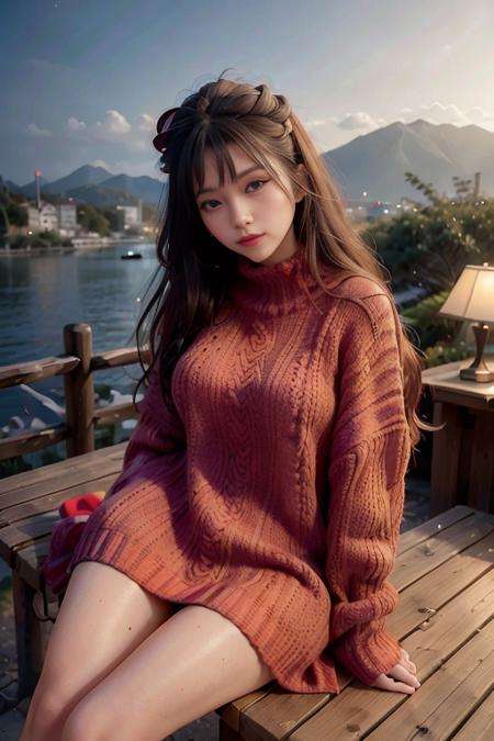 <lora:sung02:0.9>, (oversized_sweater:1.3),red oversized_sweater,good hand,4k, high-res, masterpiece, best quality, head:1.3,((Hasselblad photography)), sharp focus, (cinematic lighting), night, soft lighting, dynamic angle, [:(detailed face:1.2):0.2],(((sitting on a chair))), outside,   <lora:oversized_sweater:0.5>