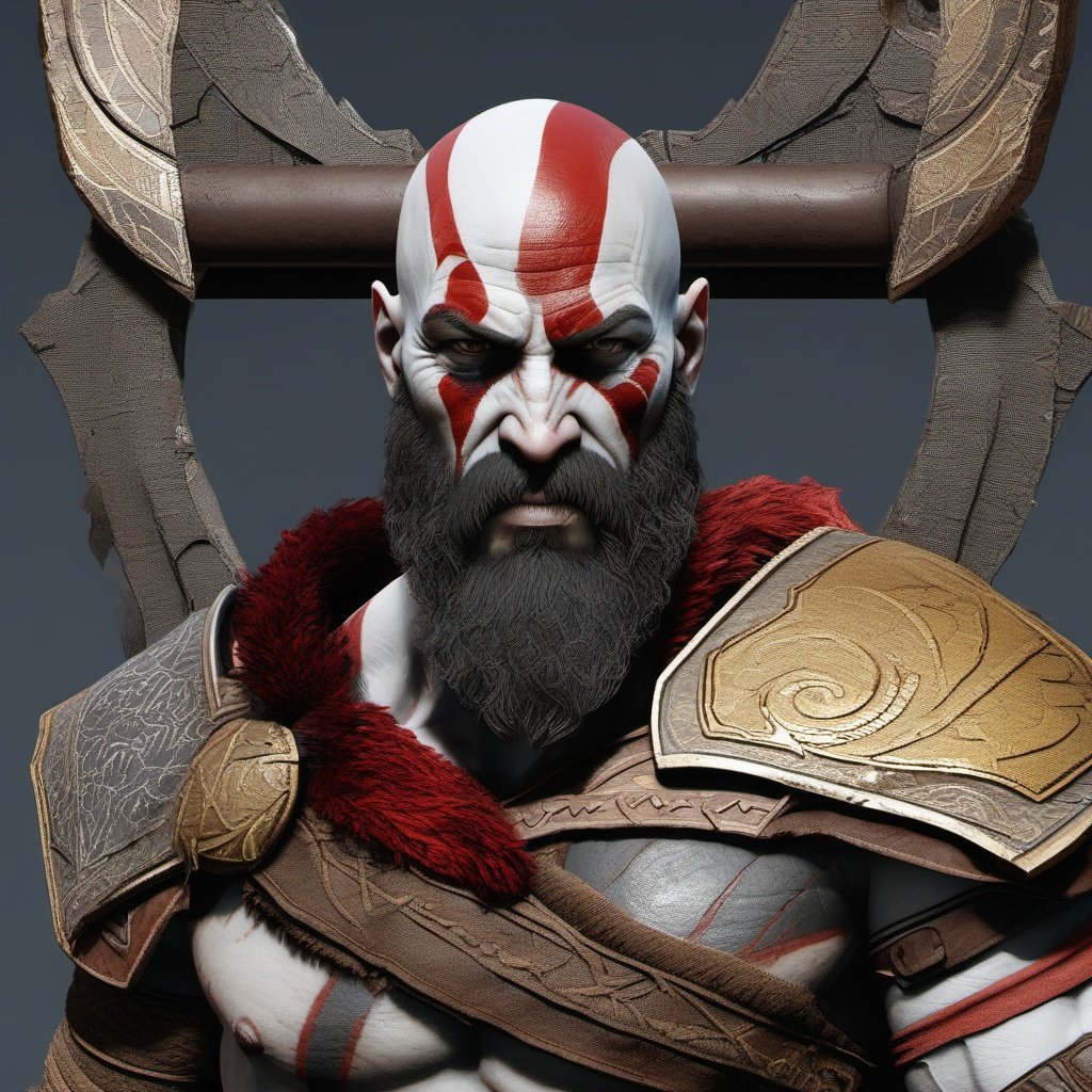  "God of war kratos , potrait, "GOD OF WAR", Highly detailed, ultra realistic, unreal engine 5 