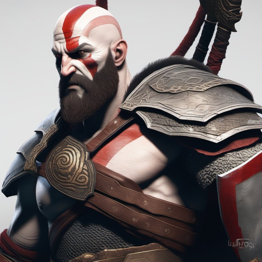 kratos  potrait, "GOD OF WAR", Kratos (gaming character), Highly detailed, ultra realistic, unreal engine 5 