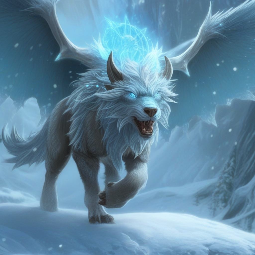 Magical creature,frostbolt,high level of detail,Best quality,masterpiece,Magical Fantasy Style,