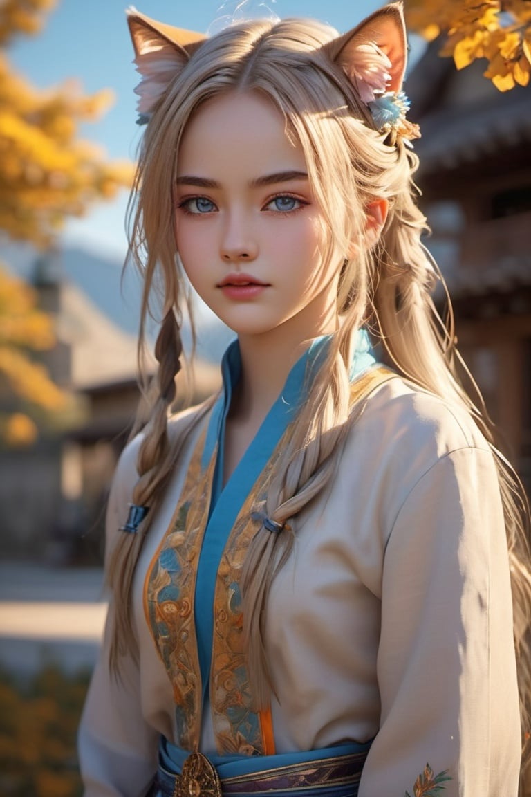 Solo, anime girl, full body, young adult body, medium chest, Hyperdetailed school background, School, 
Detailed medium white hair braid, hair braid, Cat ears, beautiful, Detailed eyes, blue eyes, Side view, torso shot from waist, Thick lineart, Anxious, Hyperdetailed natural light, detailed reflection light, 
volumetric lighting maximalist photo illustration 64k, resolution high res intricately detailed complex, 
key visual, precise lineart, vibrant, panoramic, cinematic, masterfully crafted, 64k resolution, beautiful, stunning, ultra detailed, expressive, hypermaximalist, colorful, rich deep color, vintage show promotional poster, glamour, anime art, fantasy art, brush strokes,, 16k, UHD, HDR,(Masterpiece:1.5), Absurdres, (best quality:1.5), Anime style photo, Manga style, Digital art, glow effects, Hand drawn, render,octane render, cinema 4d, blender, dark, atmospheric 4k ultra detailed, cinematic sensual, Sharp focus, hyperrealistic, big depth of field, Masterpiece, colors, 3d octane render, concept art, trending on artstation, hyperrealistic, Vivid colors,, modelshoot style, (extremely detailed CG unity 8k wallpaper), professional majestic oil painting by Ed Blinkey, Atey Ghailan, Studio Ghibli, by Jeremy Mann, Greg Manchess, Antonio Moro, trending on ArtStation, trending on CGSociety, Intricate, High Detail, Sharp focus, dramatic, photorealistic painting art,beautymix,kristinapimenova