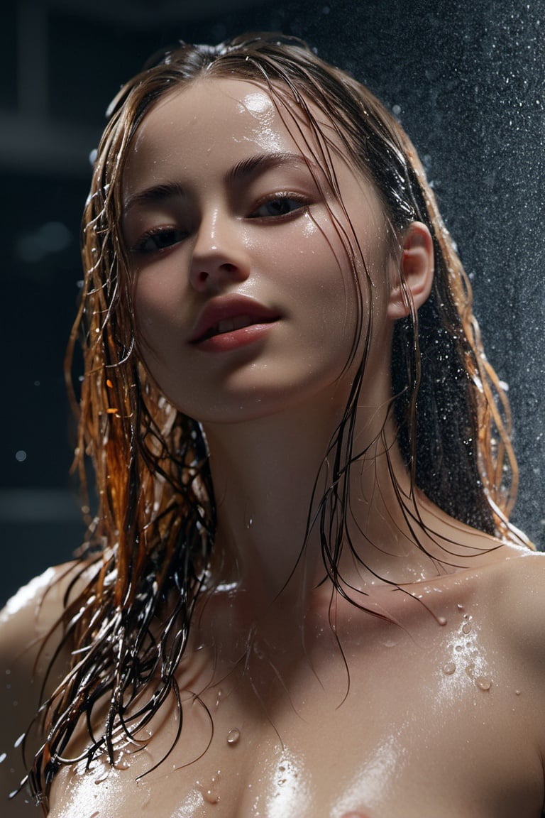 naked wet woman, realistic photo, photorealistic, epic realistic, cinematic light, professional photograph, dramatic, award winning, cinematic lighting, sharp focus, octane render, unreal engine, volumetrics dtx, (film grain),Movie Still,beautymix, big breasts,kristinapimenova