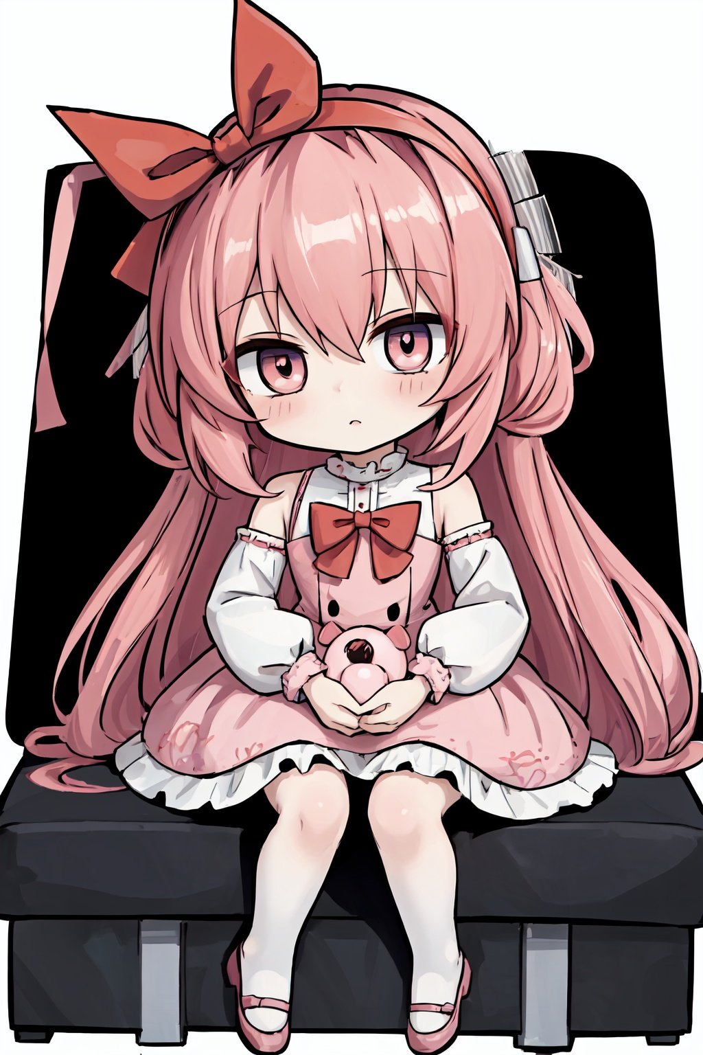(best quality:1.2), (hyper detailed)(chibi:1.5)dress, hairband, long_hair, pink_dress, red_bow, , 8k, masterpiece, absurdres, anime,