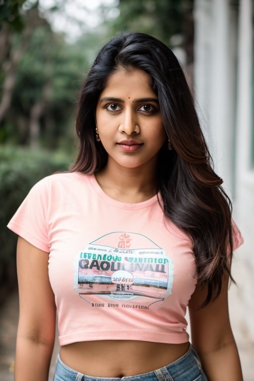 nabha,RAW photo, subject, 8k uhd, dslr, soft lighting, high quality, film grain, Fujifilm XT3, 20 years beautiful fashion girl, pink t shirt