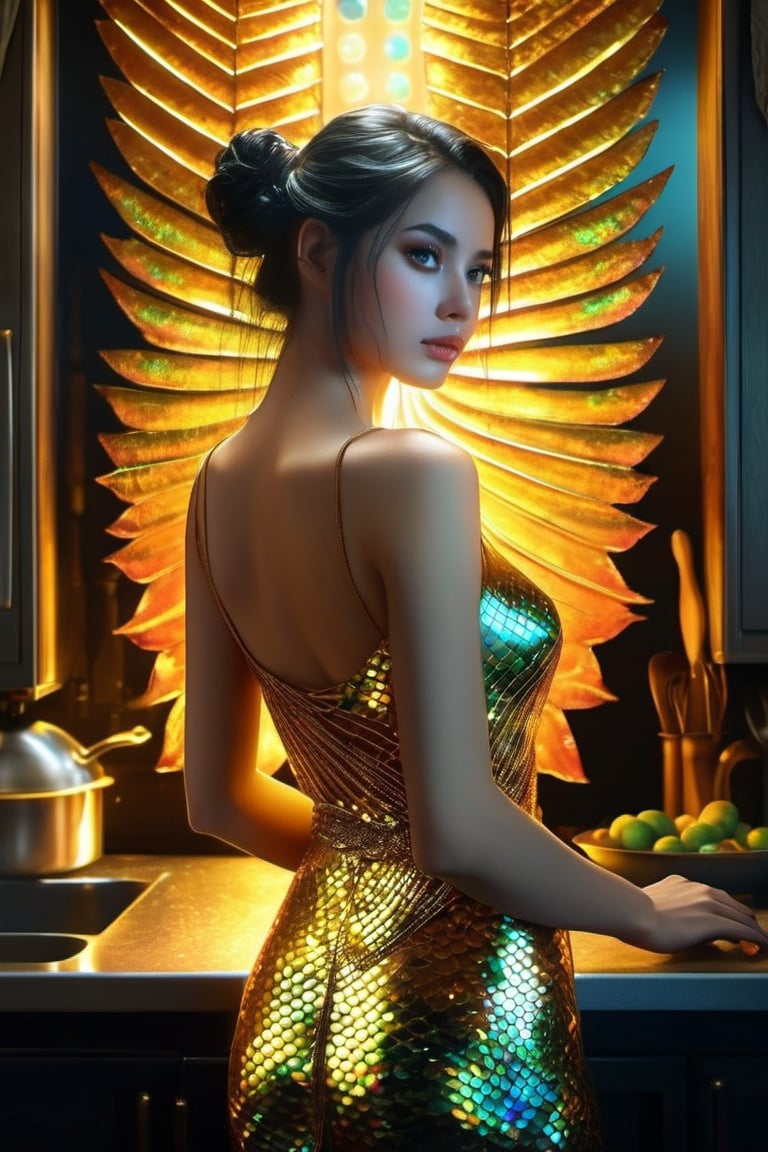 incredibly absurdres, 8k wallpaper cg, realistic, beautiful face and eyes, 1girl, nsfw, ((naked)), (((kitchen apron))), (((side boob))), in kitchen, (((from behind))), looking back,

colorful, 

ultra highly detailed, 

32 k, 

Fantastic Realism complex background, 

dynamic lighting, 

lights, 

digital painting, 

intricated pose, 

highly detailed intricated, 

stunning, 

textures, 

iridescent and luminescent scales, 

breathtaking beauty, 

pure perfection, 

divine presence, 

unforgettable, 

impressive, 

breathtaking beauty, 

Volumetric light, 

auras, 

rays, 

vivid colors reflects, 

sf, 

intricate artwork masterpiece, 

ominous, 

matte painting movie poster, 

golden ratio, 

trending on cgsociety, 

intricate, 

epic, 

trending on artstation, 

by artgerm, 

h. r. giger and beksinski, 

highly detailed, 

vibrant, 

production cinematic character render, 

ultra high quality model, 

sf, 

intricate artwork masterpiece, 

ominous, 

matte painting movie poster, 

golden ratio, 

trending on cgsociety, 

intricate, 

epic, 

trending on artstation, 

by artgerm, 

h. r. giger and beksinski, 

highly detailed, 

vibrant, 

production cinematic character render, 

ultra high quality model,dashataran,elina,lalalalisa_m