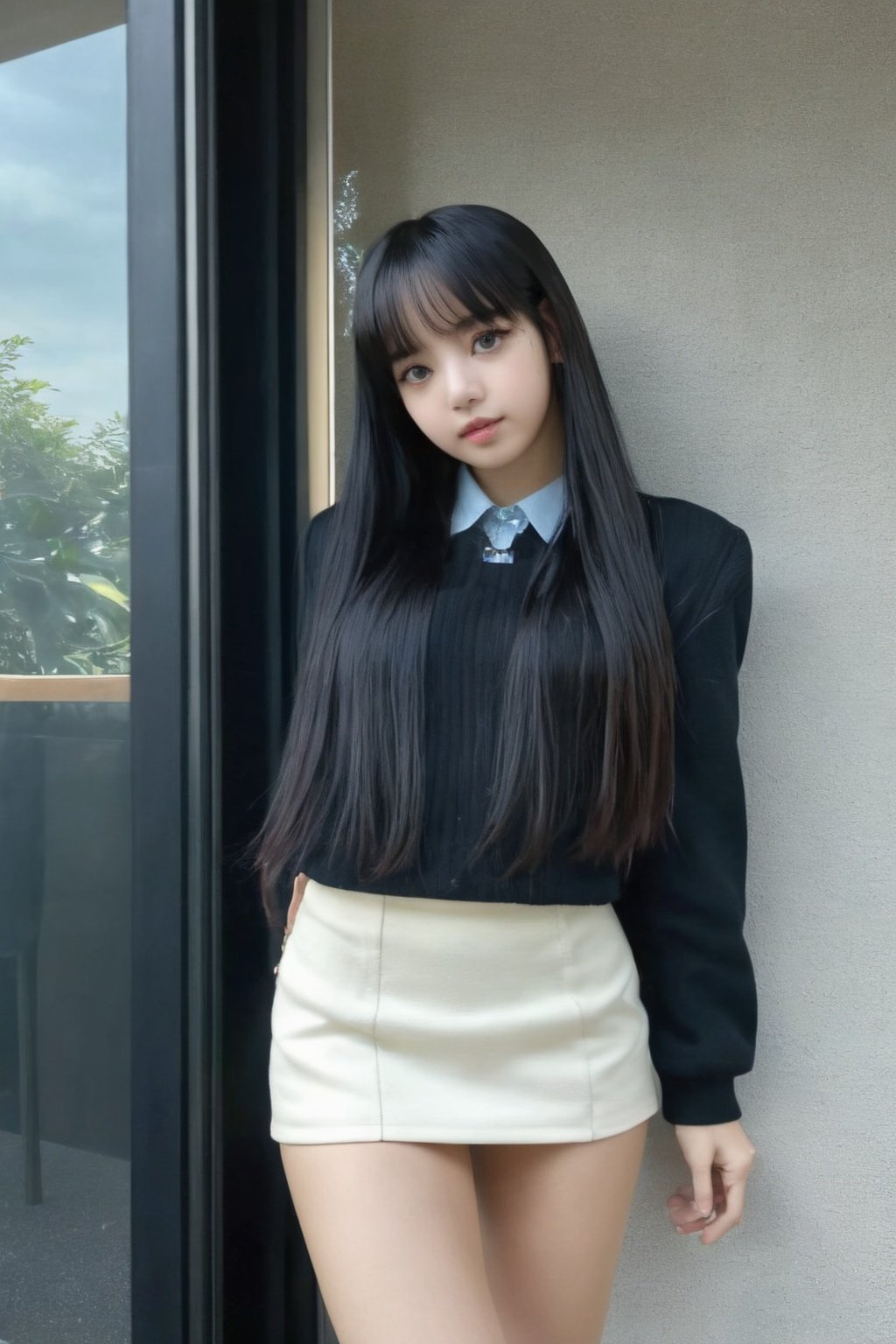 masterpiece, best quality,1girl, solo, black hair, wearing mini skirt, realistic, looking at viewer, black eyes, long hair, closed mouth, full body
,lalalalisa_m