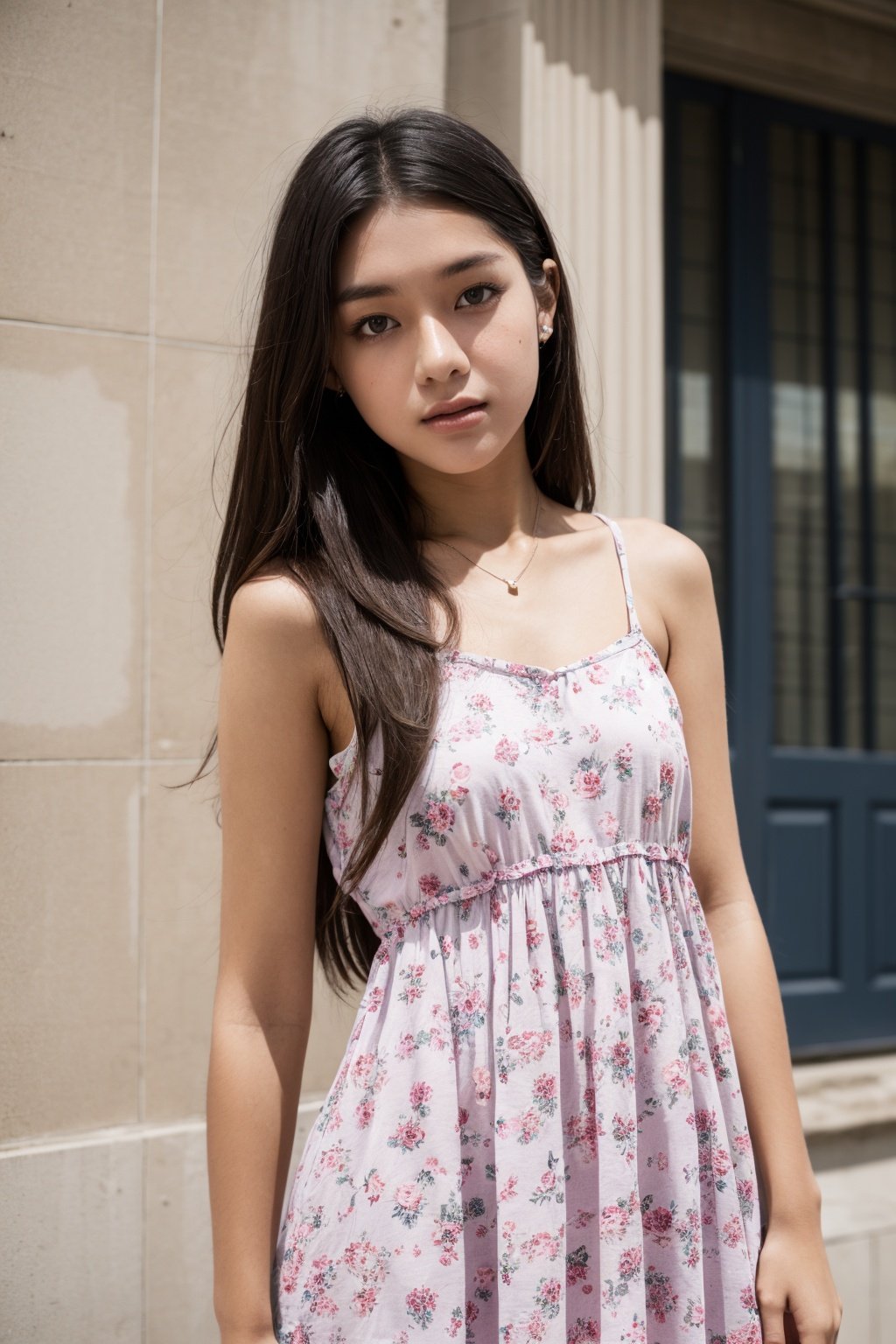 (16 years old girl), medium shot, baby dress