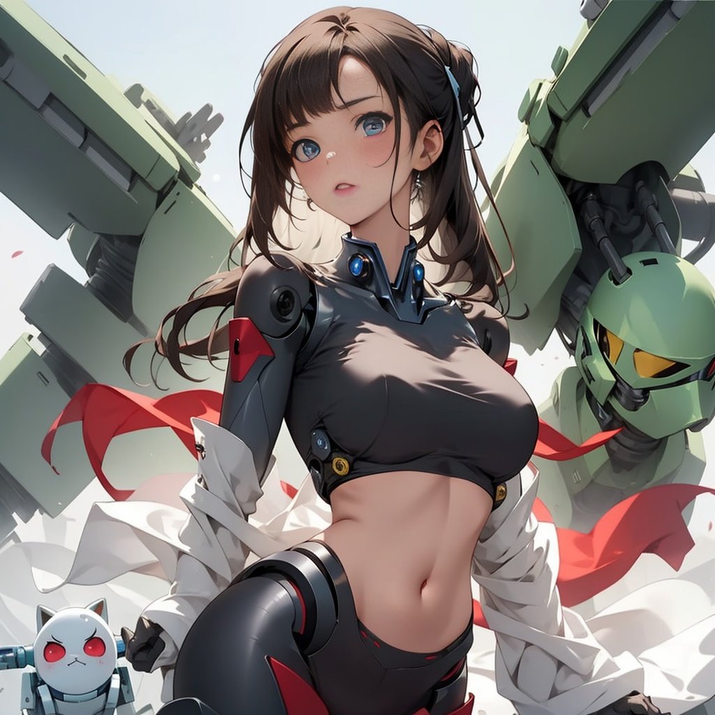 1girl,(((mecha))),cutout above navel,