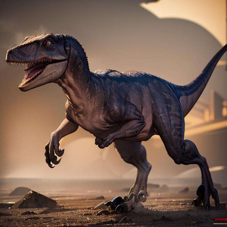 ((masterpiece,best quality)), absurdres,<lora:Velociraptor_Dino:0.9>, Velociraptor_Dino, solo, looking at viewer, cowboy shot, cinematic composition, dynamic pose,