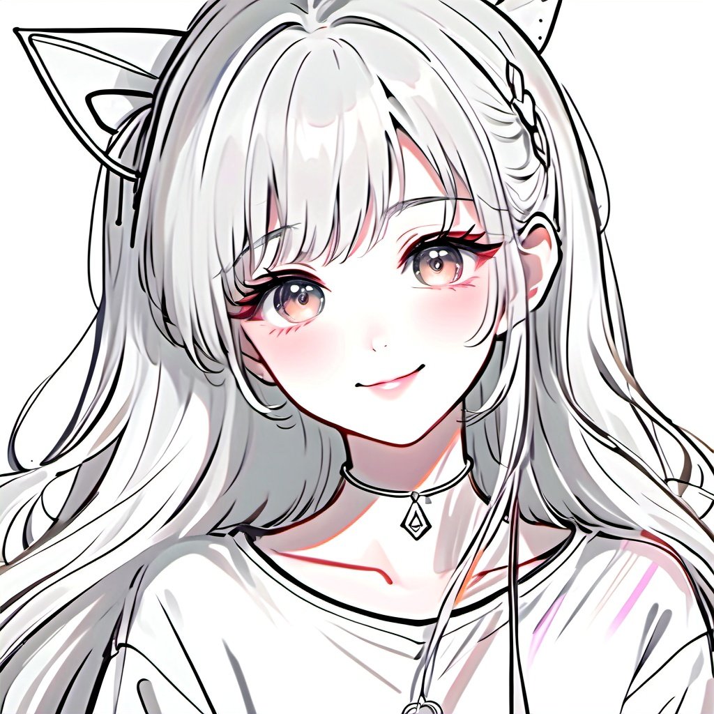 kawaii style line art drawing anime artwork 1 girl，close up portrait ，smiling ,cute ,look at viewer , long hair floating ,masterpiece, professional ,trending on artstation ,HD ,high detail ,best quality , (blackandwhtie : 1),<lora:blackandwhite:1> . anime style, key visual, vibrant, studio anime, highly detailed . professional, sleek, modern, minimalist, graphic, line art, vector graphics . cute, adorable, brightly colored, cheerful, anime influence, highly detailed