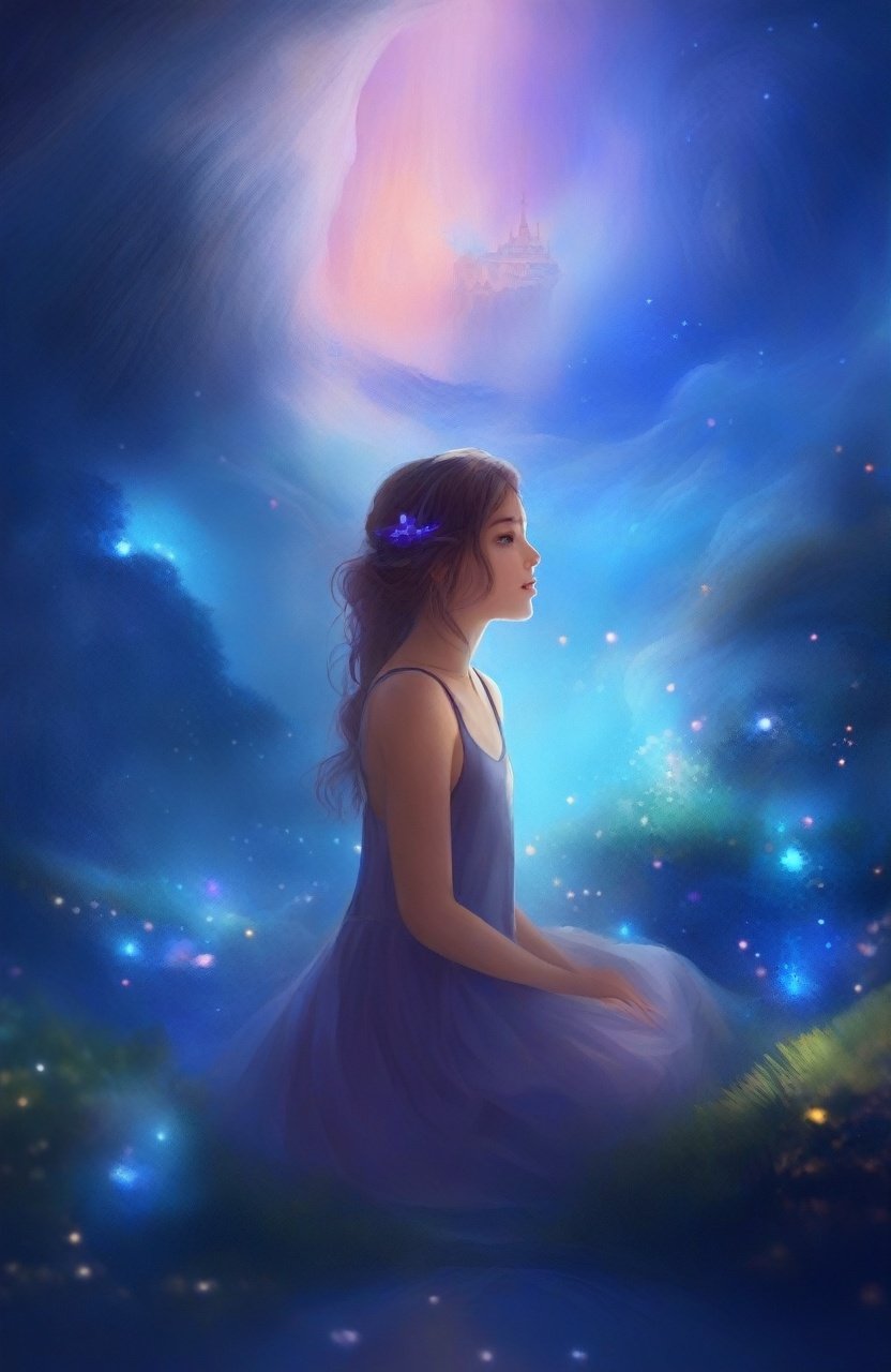 concept art 1girl, cute face, dreamscape, amazing dream, <lora:PAseer-SDXL-梦境V1:0.8> . digital artwork, illustrative, painterly, matte painting, highly detailed