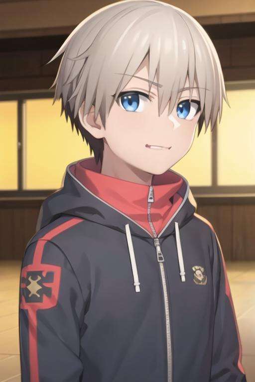 masterpiece, best quality, game cg, 1boy, solo, male focus, looking at viewer, upper body, depth of field, <lora:kiri_uzaki:0.74>, kiri_uzaki, grey hair, blue eyes, parka, , , HD