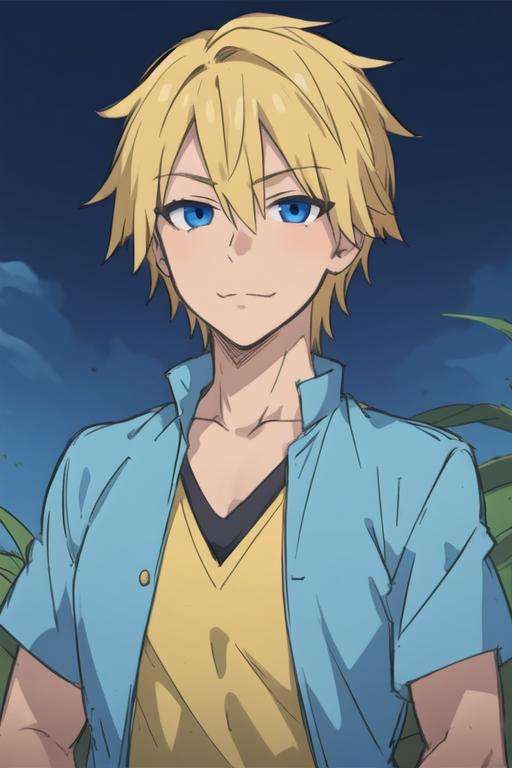 masterpiece, best quality, sketch, 1boy, solo, male focus, looking at viewer, upper body, , <lora:itsuhito_sakaki:0.70>, itsuhito_sakaki, blonde hair, blue eyes, geek costume, fantasy,