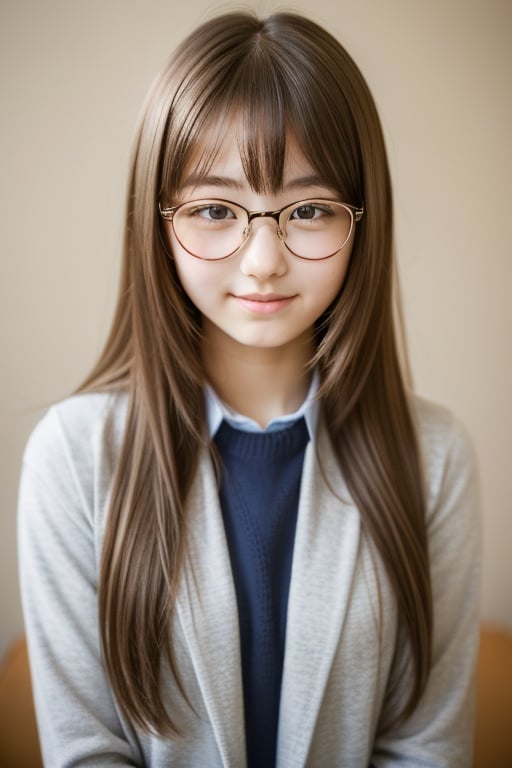 beautiful girl 12 o 13 years  wearing glasses for nearsightedness scool girl