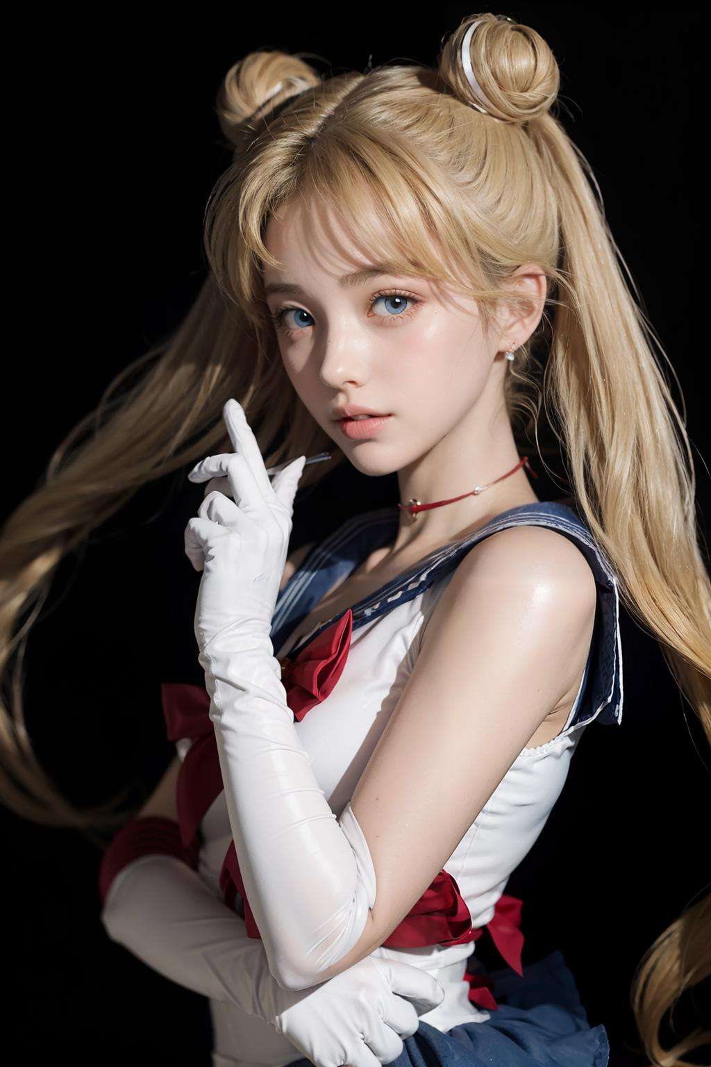 masterpiece, best quality, <lora:smoon-1:1>,1girl,tsukino usagi, gloves, blonde hair, hair bun