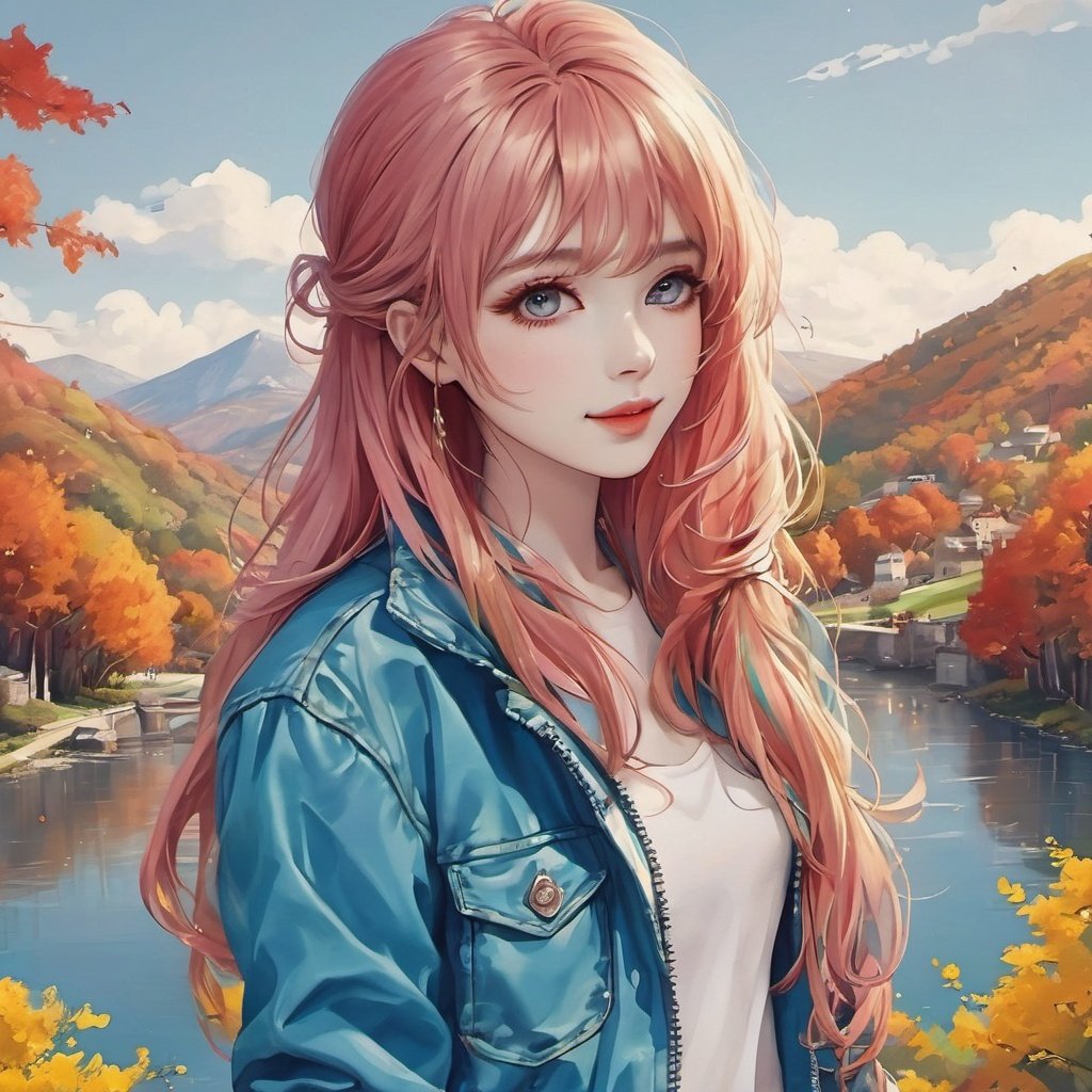 Best quality,1girl,colorfull,upper body, extremely detailed details, amazing scenery,Jacket