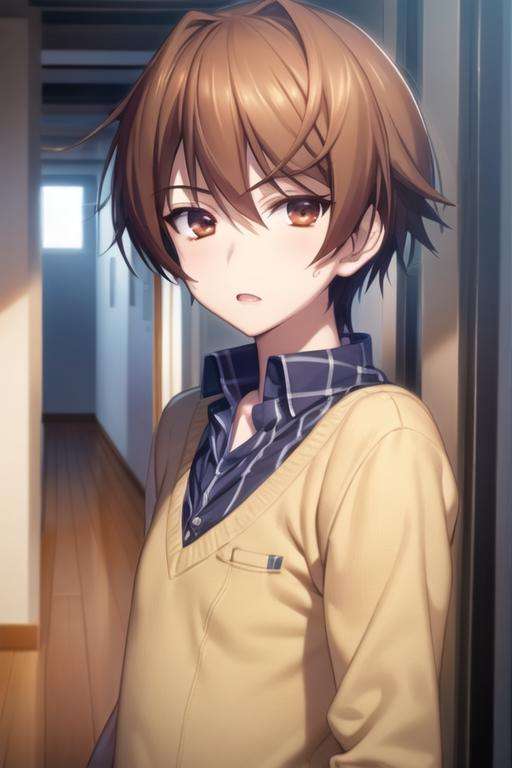 masterpiece, best quality, game cg, 1boy, solo, male focus, looking at viewer, upper body, depth of field, <lora:takeya_iizuka:0.70>, takeya_iizuka, brown hair, brown eyes, , , High definition