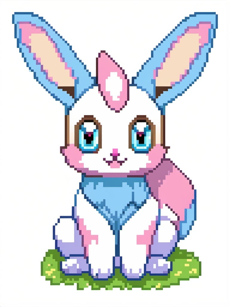 <lora:pixel_art_xl:1> , pixel art style,A cute Sylveon sitting down and looking at the viewer, 2d side view