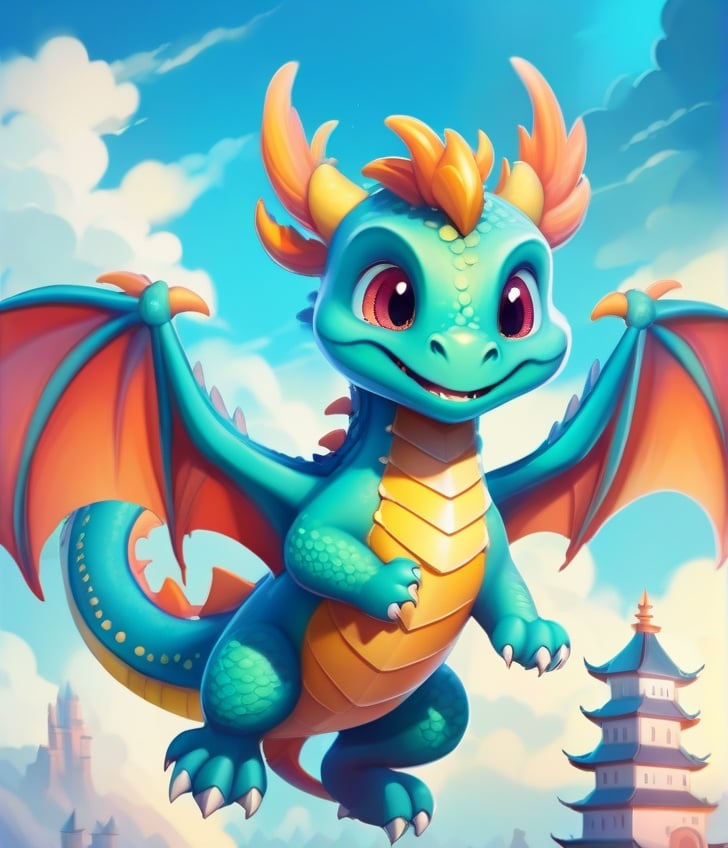 cute dragon, flying on the sky <lora:sdxl_cutedragon:0.65>