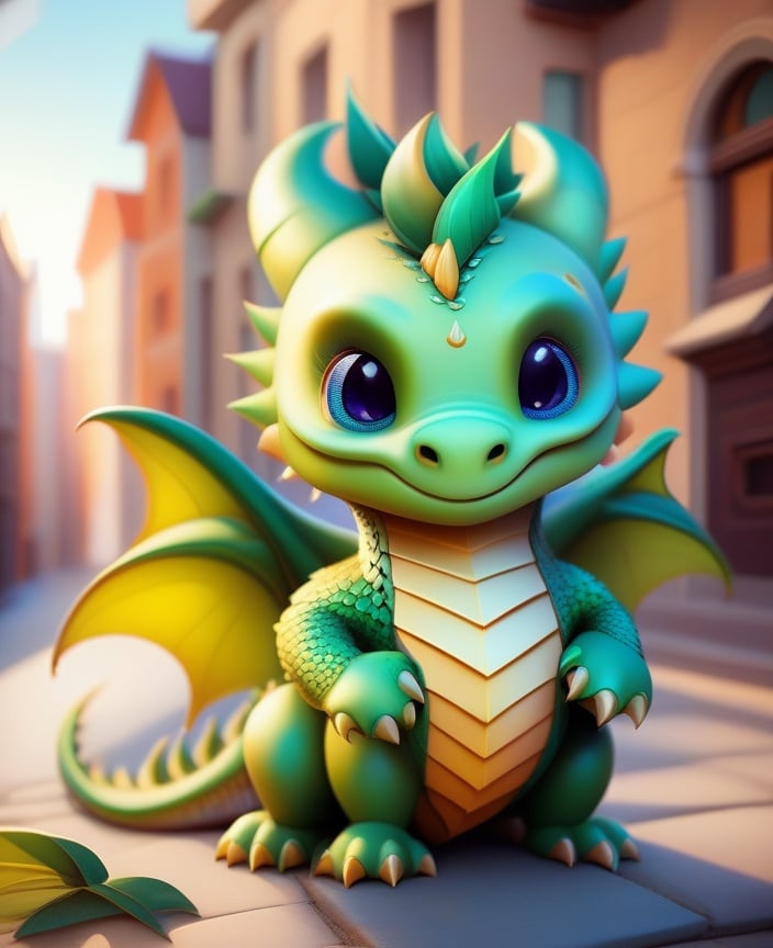 <lora:sdxl_cutedragon:1>cute dragon, no humans, solo, leaf, horns, watermark, in the city