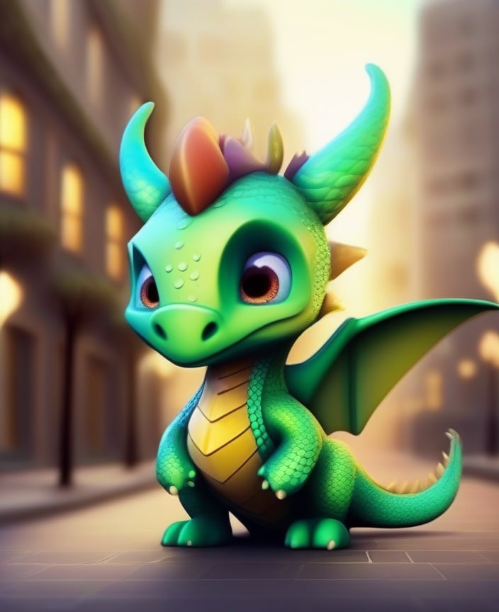 <lora:sdxl_cutedragon:1>cute dragon, no humans, solo, leaf, horns, watermark, in the city