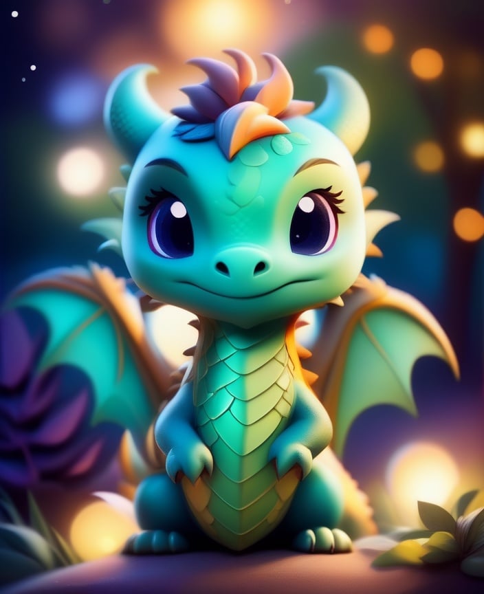 <lora:sdxl_cutedragon:1>cute dragon, no humans, solo, leaf, horns, watermark, night, moon, bokeh