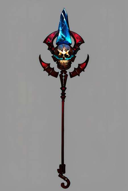 (masterpiece, top quality, best quality, official art, beautiful and aesthetic:1.2),(8k, best quality, masterpiece:1.2), CGgameweaponicon gsw, grey background, simple background, glowing, skull, staff, weapon, solo, no humans,<lora:CGgameweaponicon gsw_20230709181638:1>