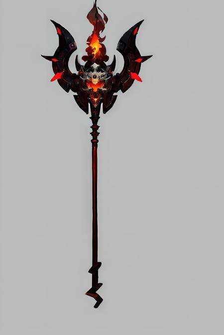 (masterpiece, top quality, best quality, official art, beautiful and aesthetic:1.2),(8k, best quality, masterpiece:1.2), CGgameweaponicon gsw, grey background, simple background, no humans, fire, staff, solo, glowing,<lora:CGgameweaponicon gsw_20230709181638:1>