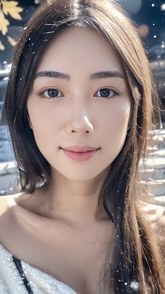 (best quality::1.1),(masterpiece::1.1),1 girl,solo,8k,fair skin,beautiful,delicate face,very detailed eyes and face,very detailed face,beautiful detail eyes,vibrant eyes,highly detailed skin,realistic skin details,fair skin,visible pores,sharp focus,official art,unified 8k wallpaper,super detailed,gorgeous,amazing beauty,realistic,radiosity,physically-based,super detailed,detailed face,film grain,translucent,super high resolution,realistic realism,super fine photo,photo realism,strapless,shy,snowfall,winter scenery,Christmas decorations,city lights,icy sidewalks,frosty breath,snowflakes on her skin,shivering,contrast of warm and cold,bravery in the face of adversity).,1 gir,panpan,(A half body:1.5),yuzu,yuyao