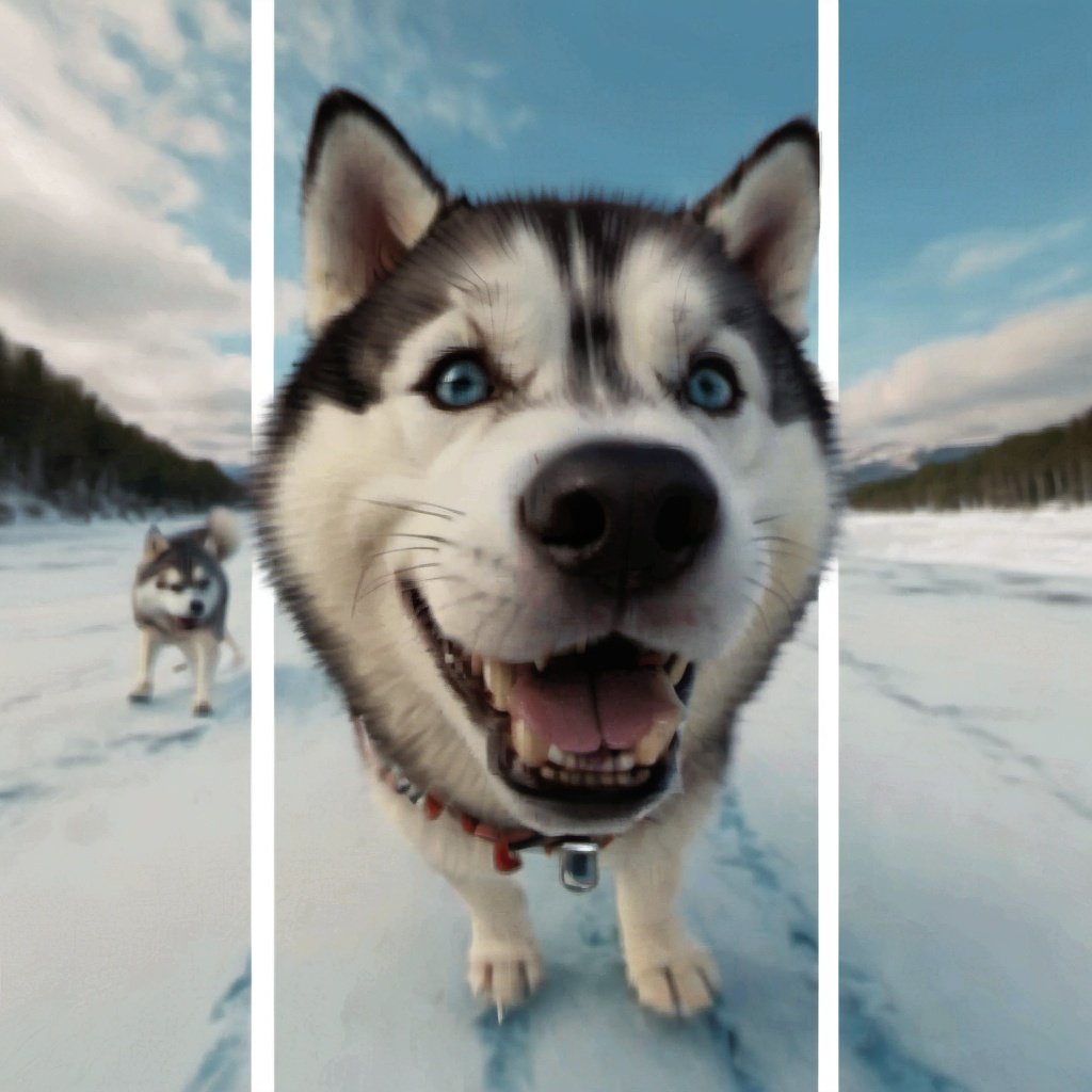 <lora:sdxl_fake3d_v2-000015:0.8>,fake3d,part of the mouth covers the markings,2_white_markings,no humans,a husky  on the ice, realistic,animal focus