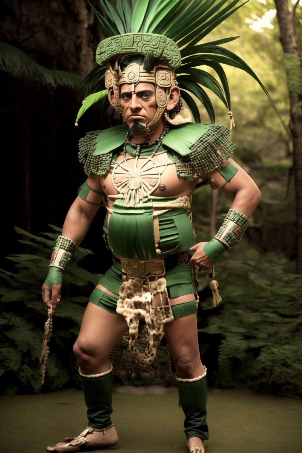 a man in a green and gold costume