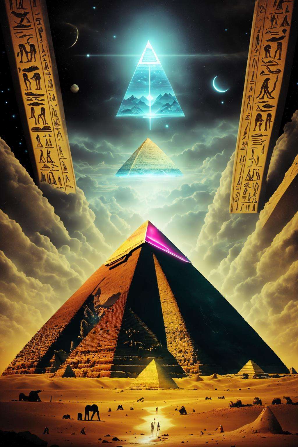 a pyramid with a light coming out of it , Cyber_Egypt