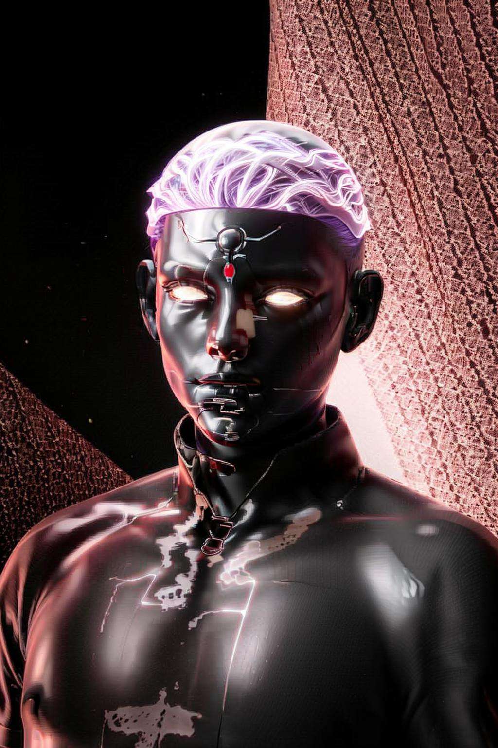 a man with a pink body and a black background is shown in this image, with a black background and a pink body and a black background _ 3d_portrait , c4d , render