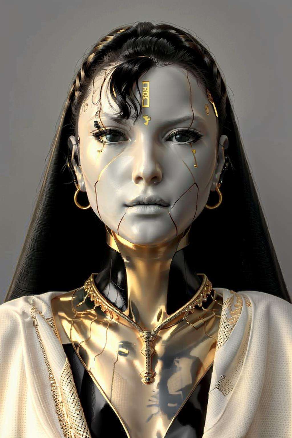 a woman with a necklace and earrings on _ 3d_portrait , c4d , render