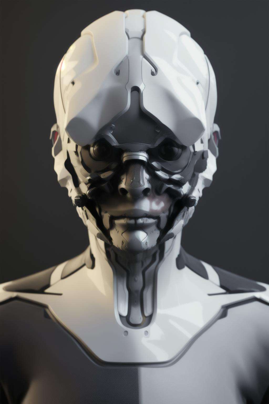 (a close up of a person with a futuristic face,   hightech_robotics  ,) 