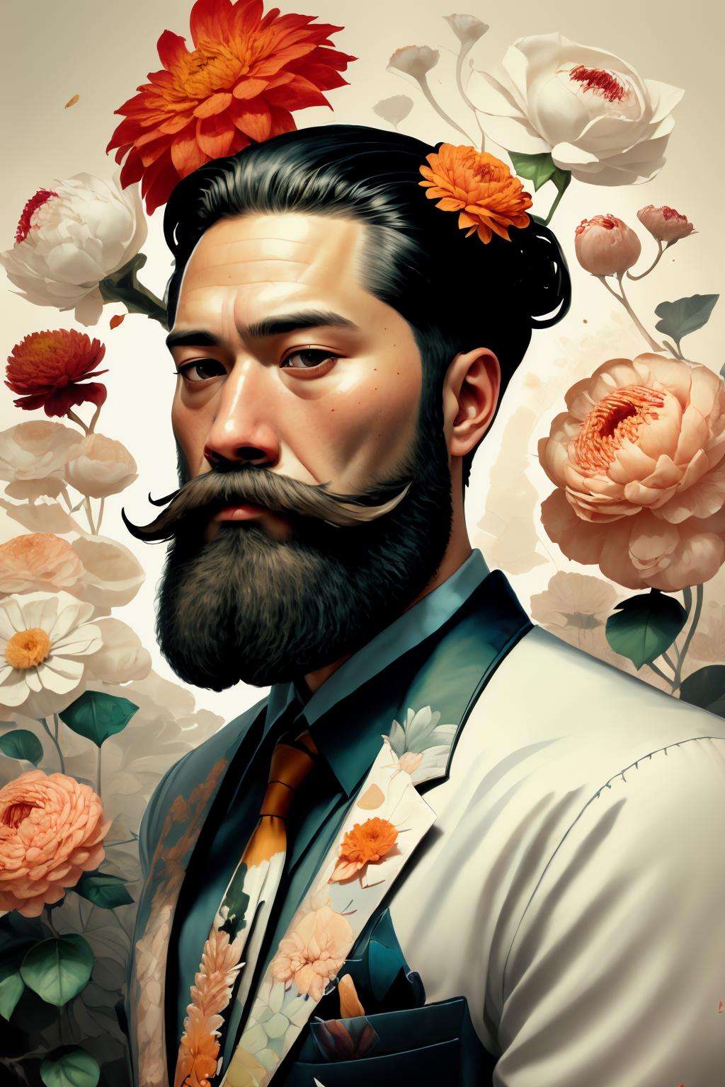 a man with a mustache and a suit , Gardenia_Portraits