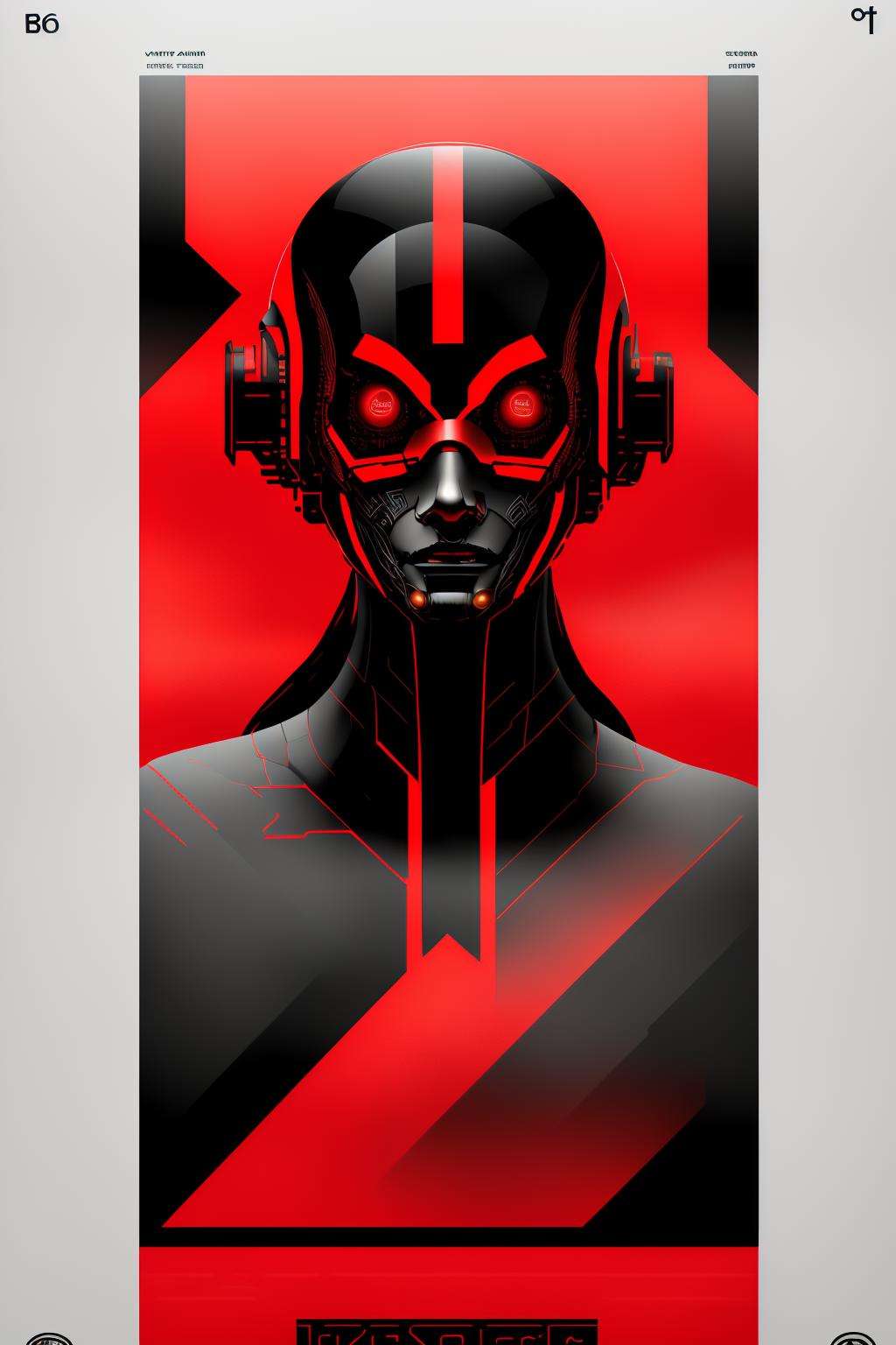 a poster with a red and black design , cyber_graphic