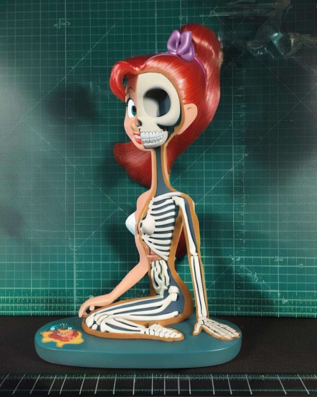 Ariel (The Little Mermaid) , x-ray, skeleton visible<lora:skeleton_toy_sdxl:1.0>