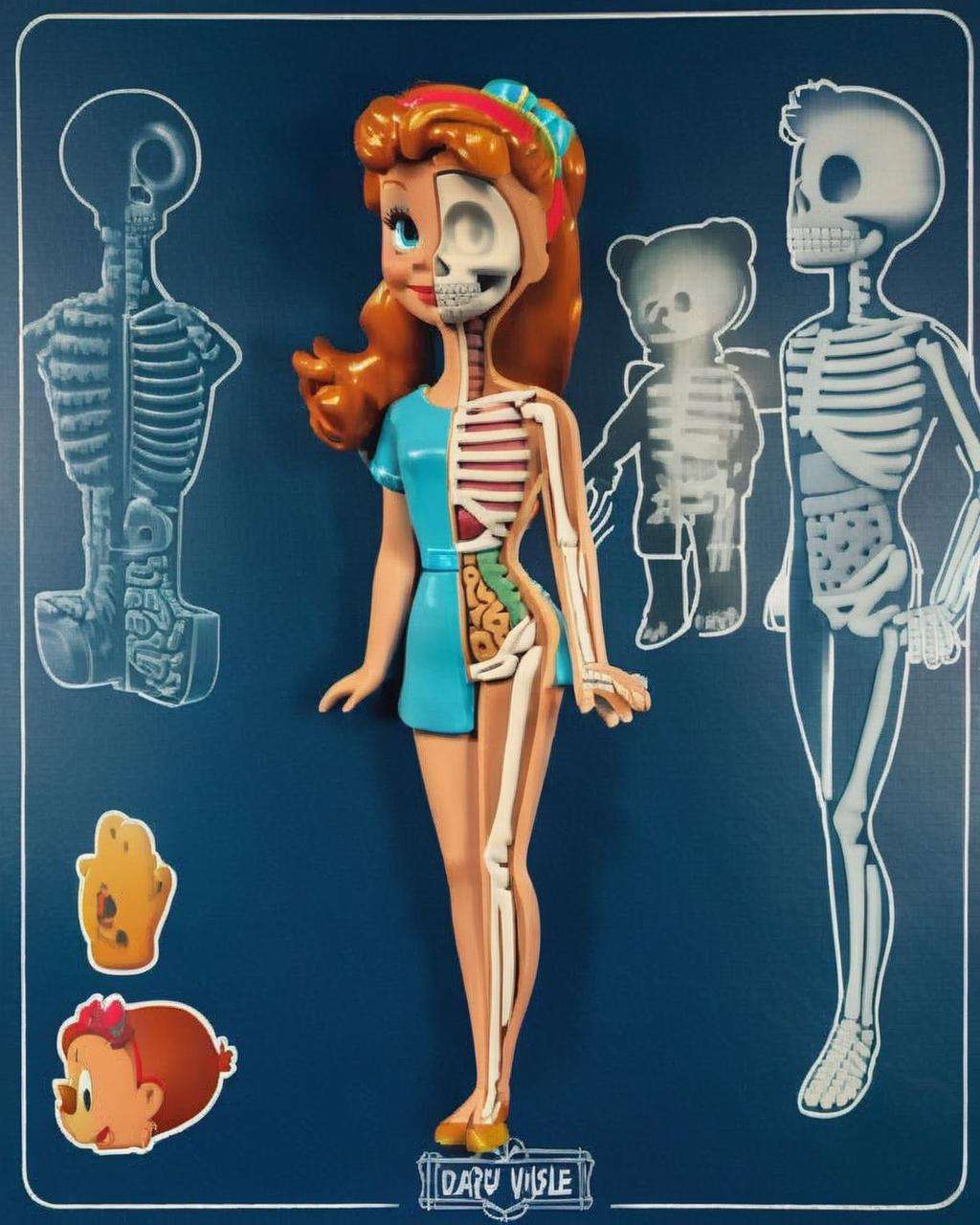 Wendy Darling , x-ray, skeleton visible<lora:skeleton_toy_sdxl:1.0>