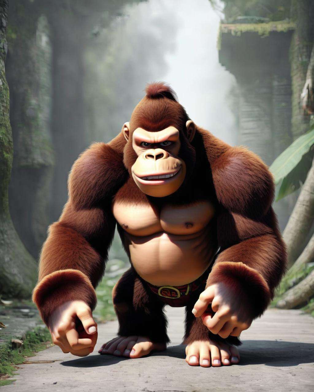 photo portrait of Donkey Kong in real life, real<lora:Real_Mario_sdxl:1.0>