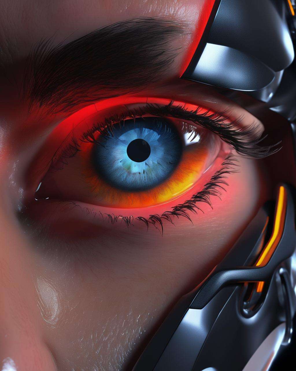 close-up of an eye,  a man with a futuristic head and earphones , cyb-3d-art<lora:cyb-3d-art_sdxl:1.0>