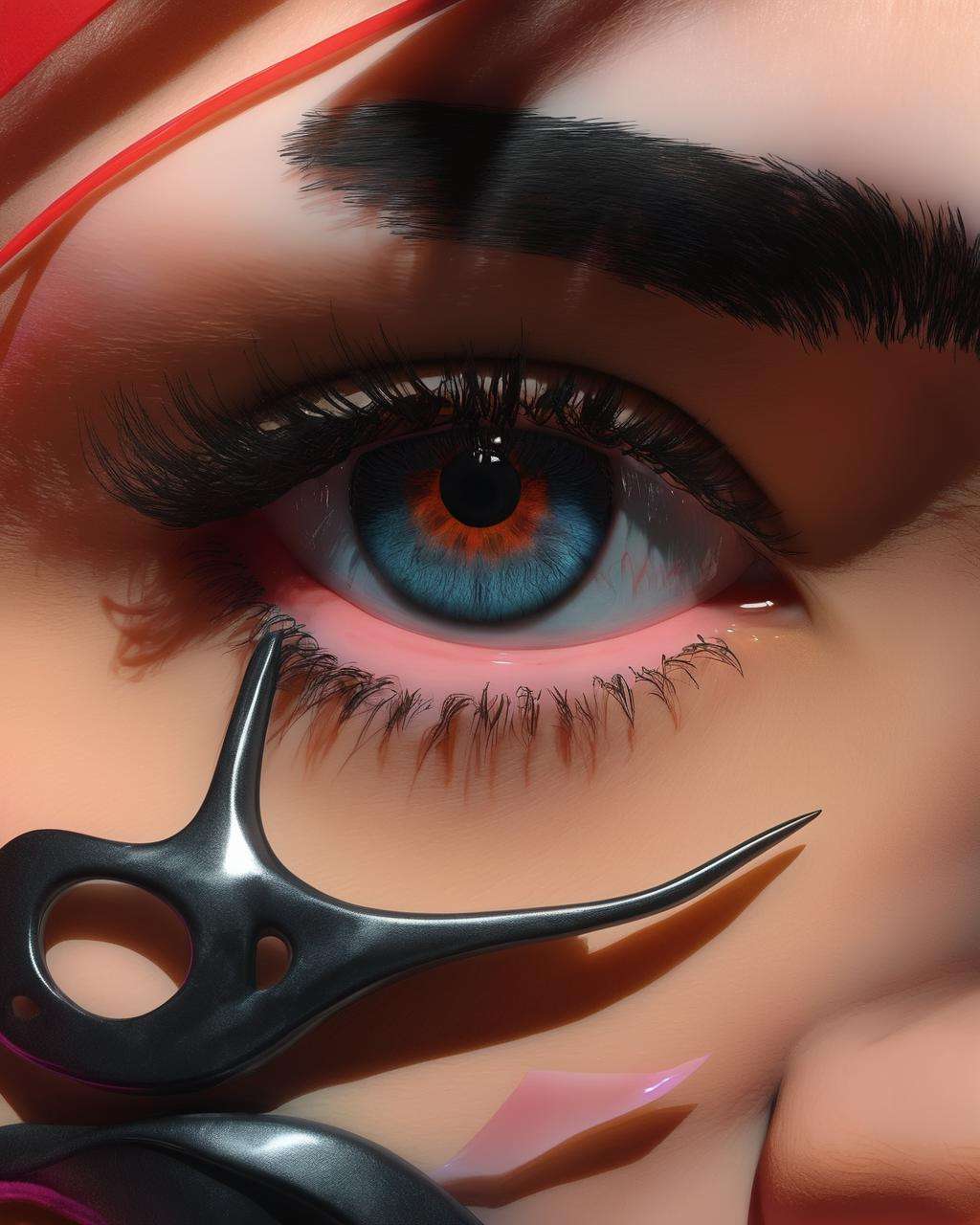 close-up of an eye,  a woman with a mask on her face , cyb-3d-art<lora:cyb-3d-art_sdxl:1.0>