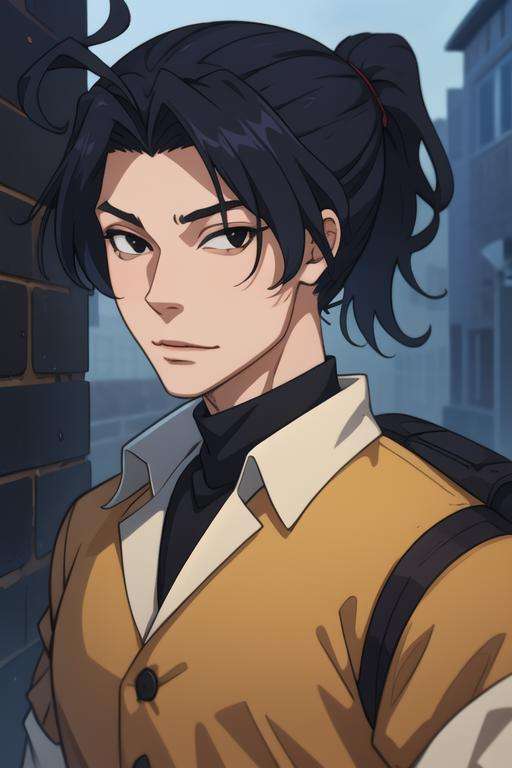 masterpiece, best quality, game cg, 1boy, solo, male focus, looking at viewer, upper body, depth of field, <lora:sherlock_holmes:0.64>, sherlock_holmes, black hair, ponytail, black eyes, , , 2k resolution