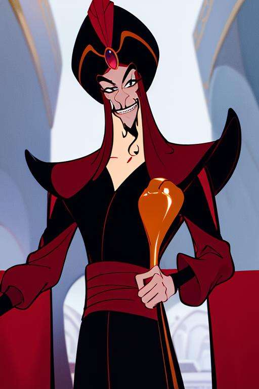 ((masterpiece,best quality)), absurdres, <lora:Jafar_Disney:0.8>, Jafar_Disney, solo, smiling, looking at viewer, cowboy shot, cinematic composition, dynamic pose