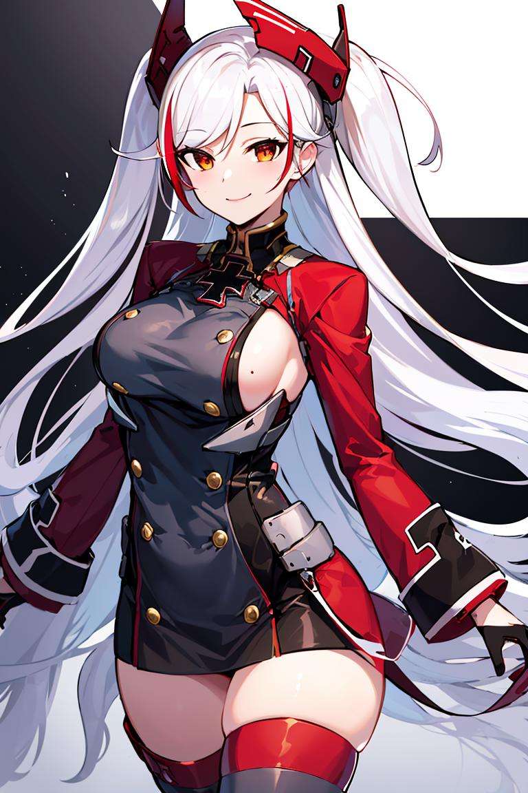 ((masterpiece,best quality)), absurdres, <lora:Prinz_Eugen_Azur_Lane:0.6>, Prinz_Eugen_Azur_Lane,thighhighs, , solo, smiling, looking at viewer, cowboy shot, cinematic composition, dynamic pose