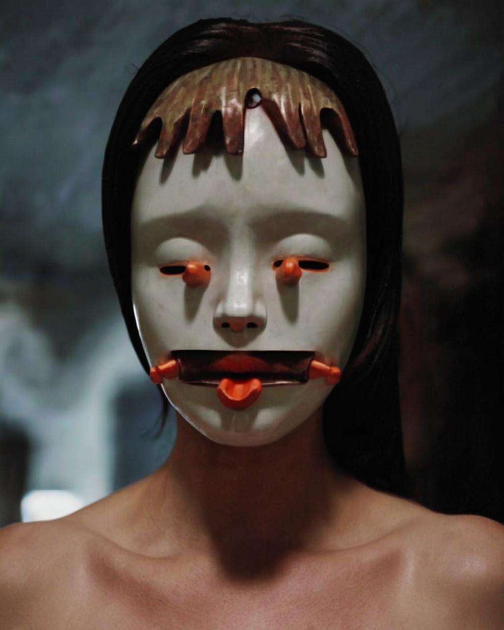 a woman with a mask on her face , Echoes<lora:Echoes_sdxl:1.0>