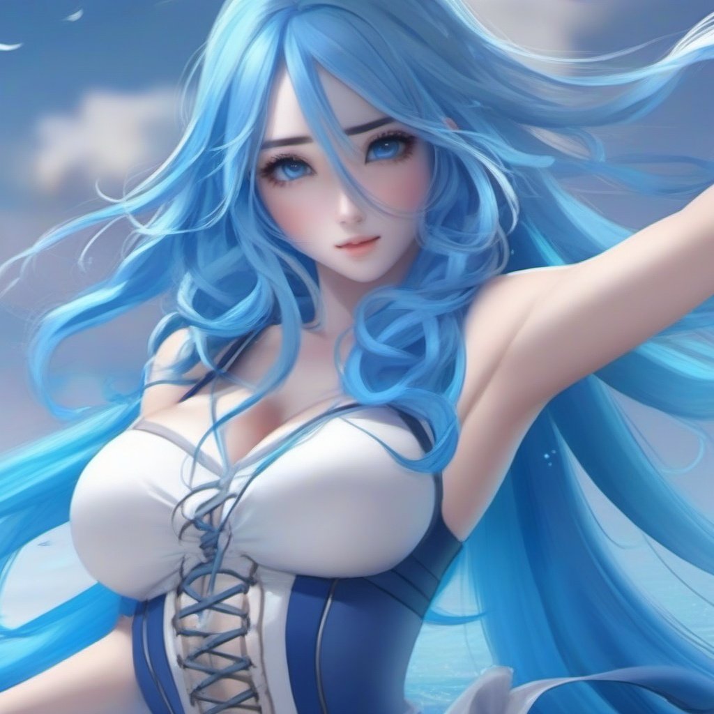 ((masterpiece:1.4)), ((best quality:1.4)), ((highres:2)), 8k, 1girl, blue_hair, long_hair, casual_clothed, upper_body, hyper_detailed, ((beautiful_eyes_detailed)), sakimichan