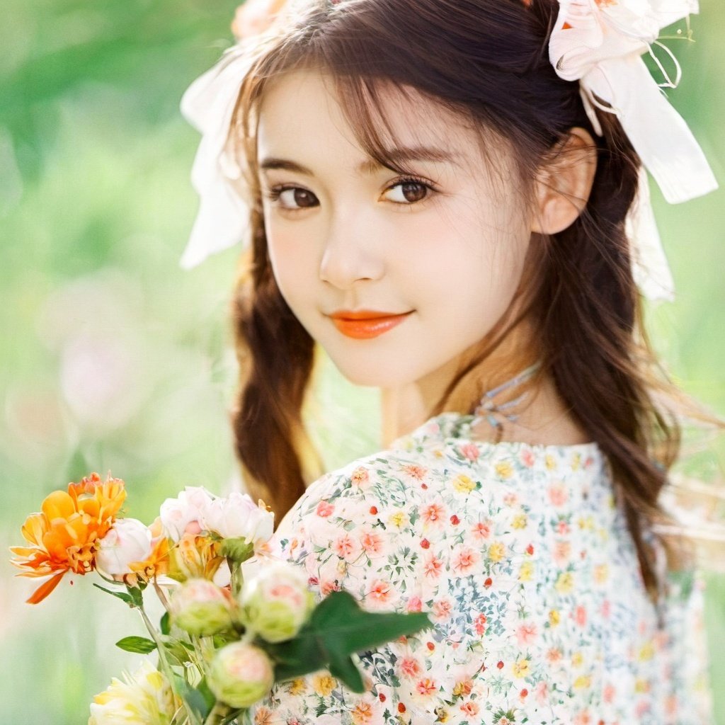 mggirl,portrait, cute girl holding flower