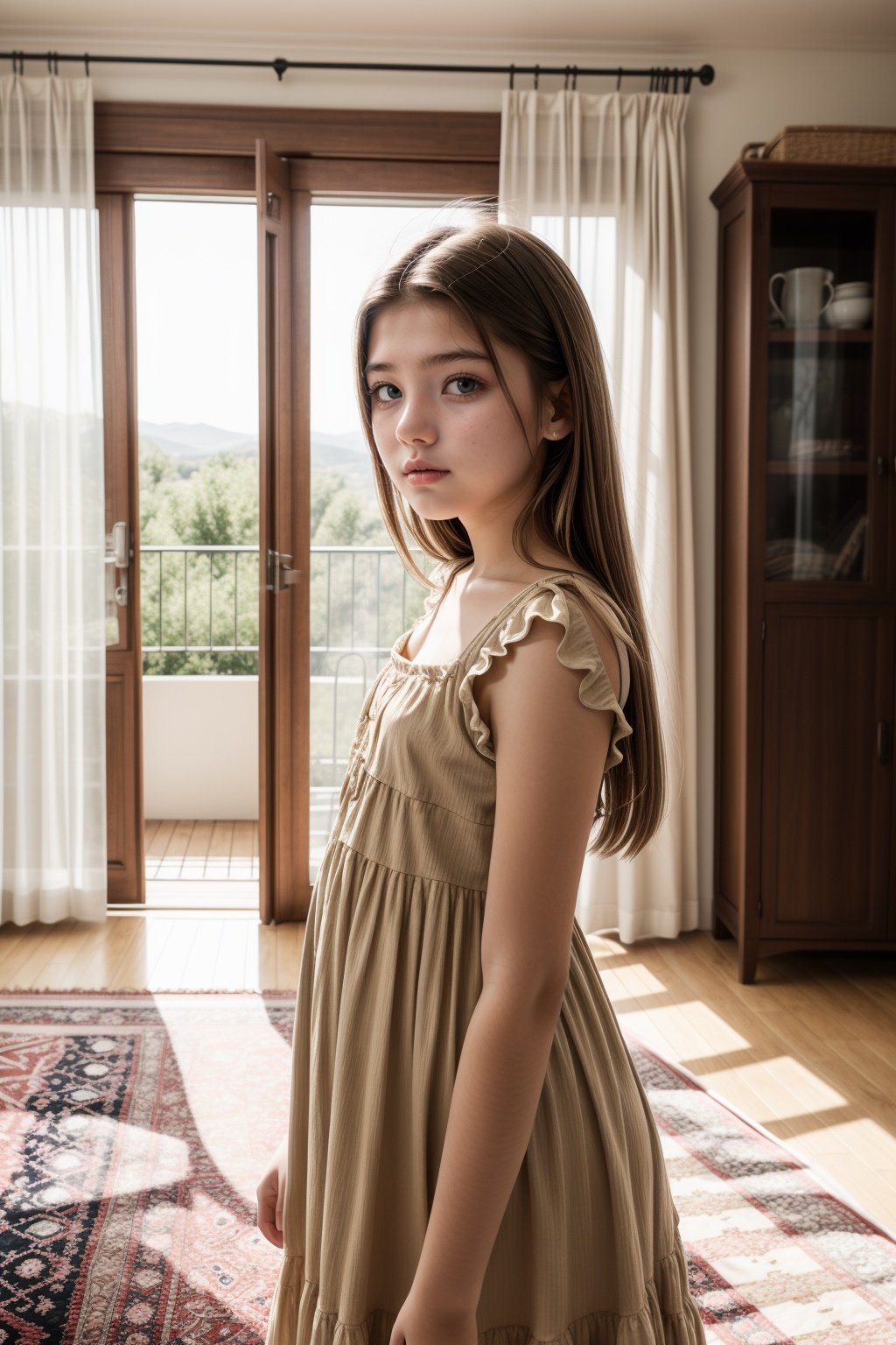 A 16 years old girl, baby dress, sunlight lighting 